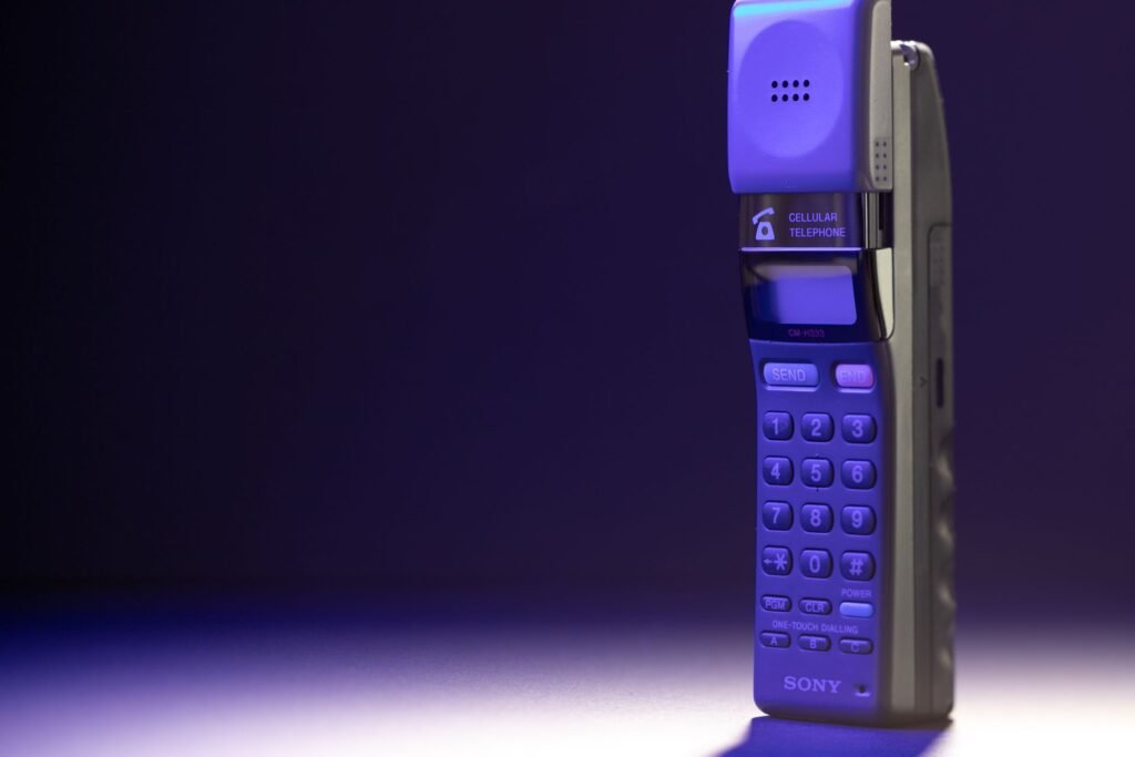 Vintage 1990s cellphone from the first smartphone era pioneered by the IBM Simon in 1994