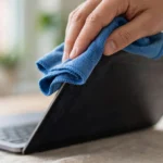How to clean laptop screen without streaks using a microfiber cloth